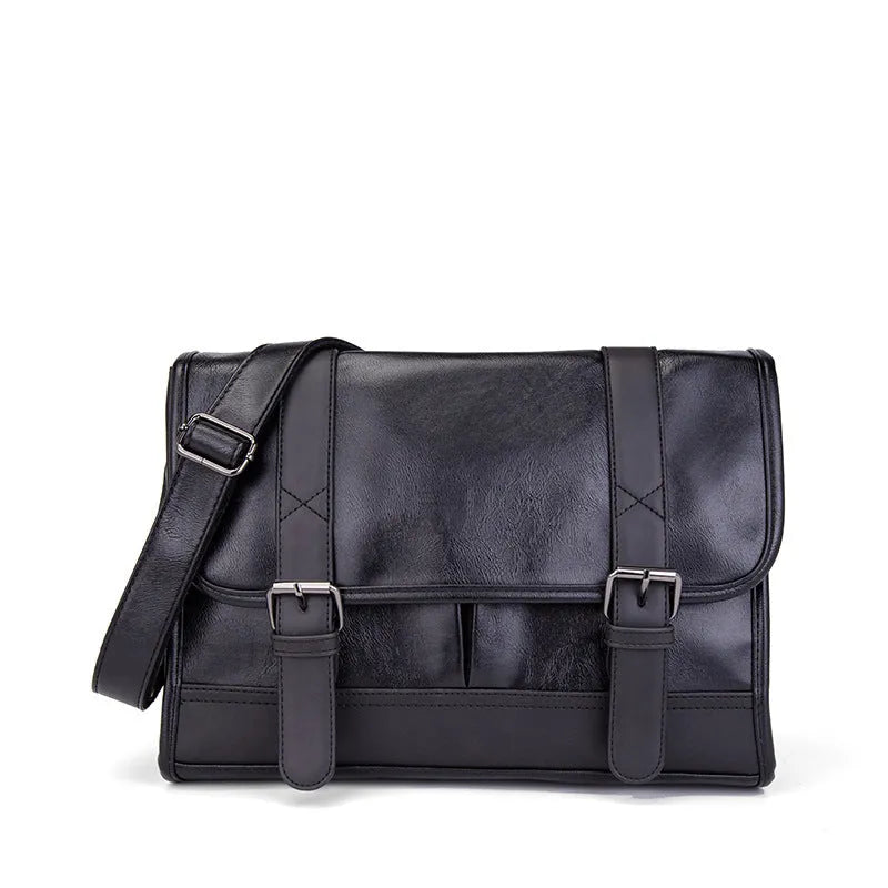 Black Korean style commuter backpack with anti-theft features and sewing thread detailing