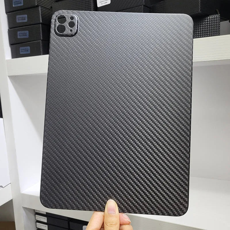 Real carbon fibre hard protective case for Apple iPad Pro 11 tablet in a matte finish.