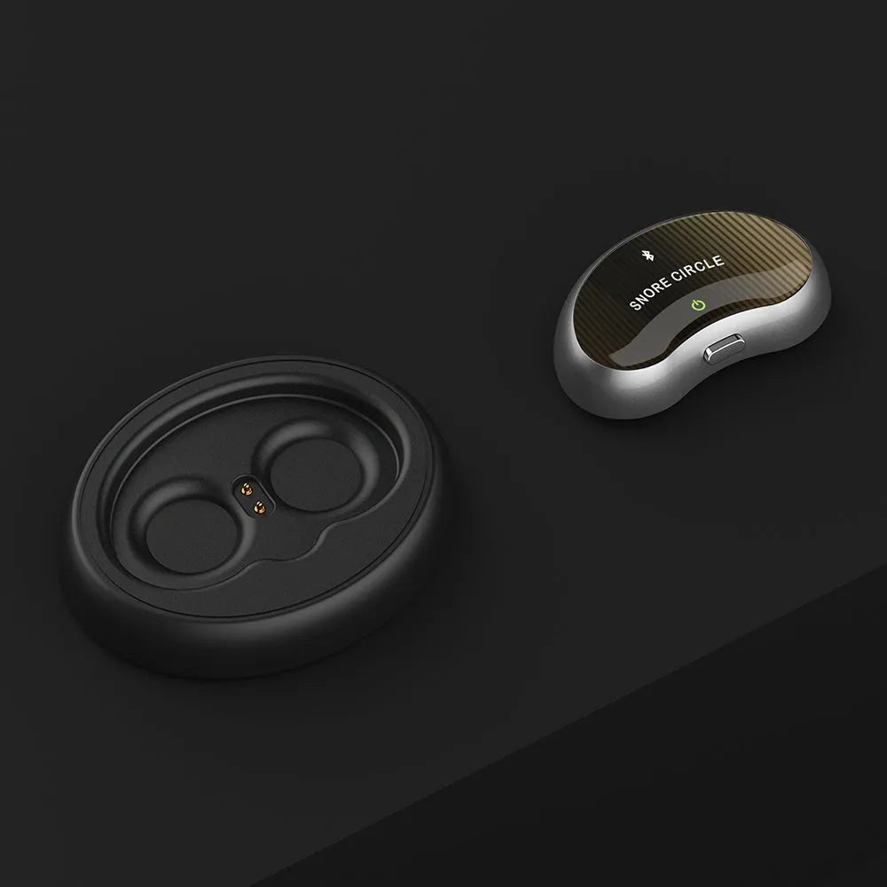 Smart anti-snoring device with electronic muscle stimulator and twenty conductive strips