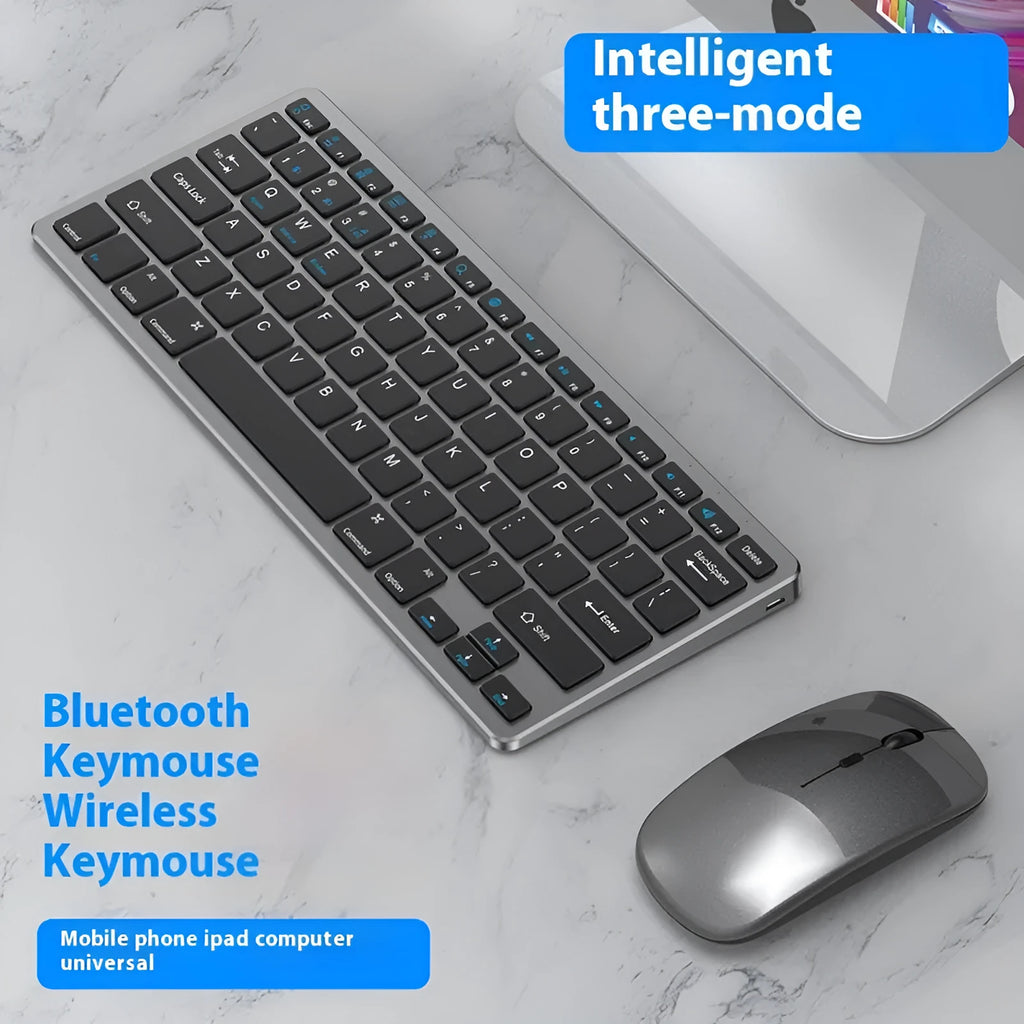 Wireless keyboard and mouse combination in black, gun colour or silver with USB receiver and keyboard cover