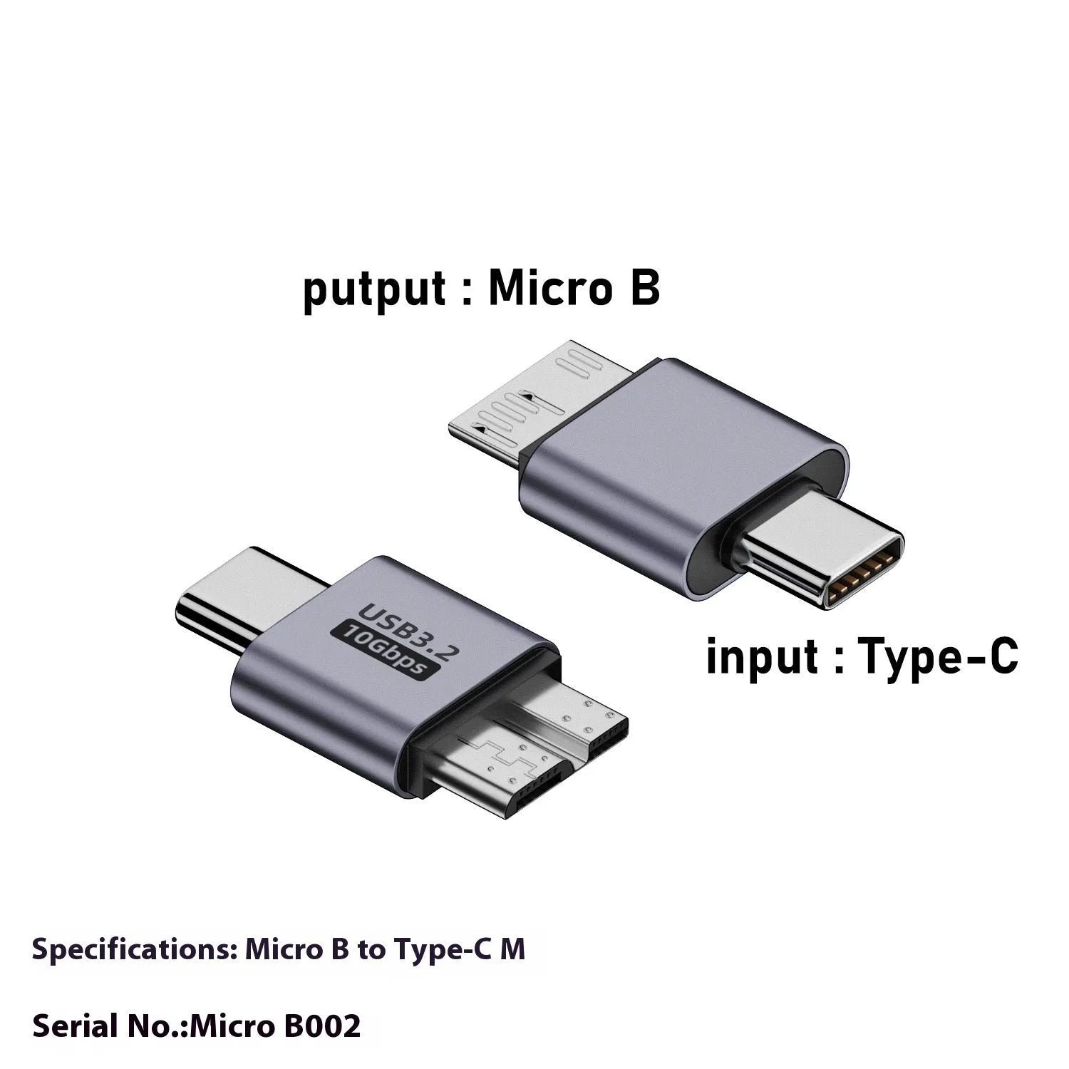 USB adapter converter showing Type-C and USB-A to Micro-B male and female interfaces for data and charging