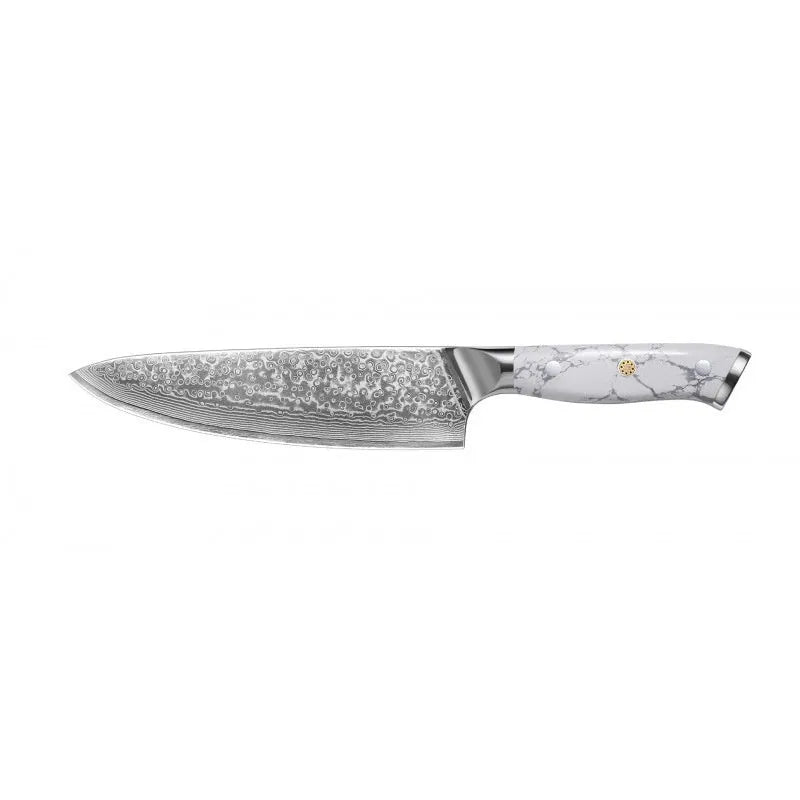 Damascus combined chef knife with VG10 steel blade and modern simple design for kitchen use