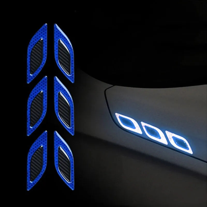 Reflective blue car bumper safety tape strip measuring 17mm width