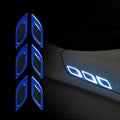 Reflective blue car bumper safety tape strip measuring 17mm width