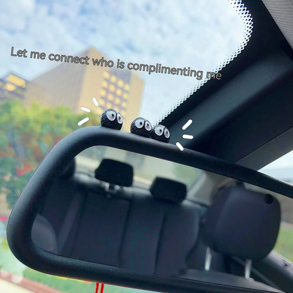 Black resin briquette car decorations with cartoon styling for dashboard customisation