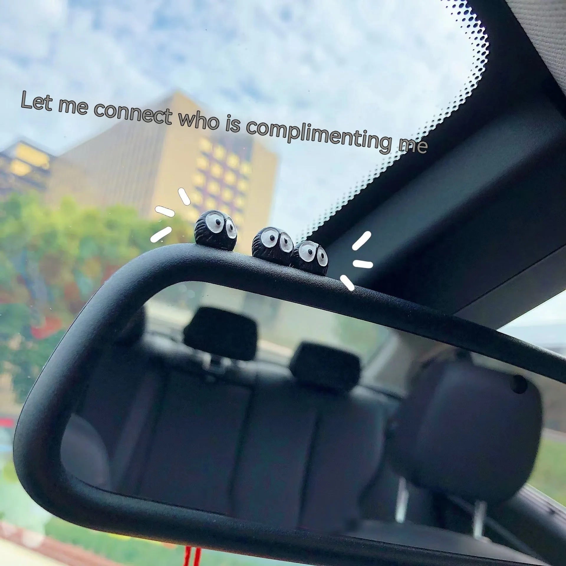 Black resin briquette car decorations with cartoon styling for dashboard customisation
