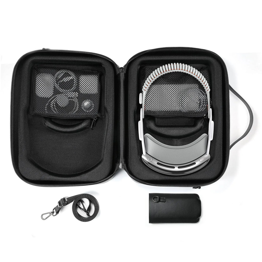 Black MR glasses storage box for Apple Vision Pro measuring 32.5cm with superfiber construction