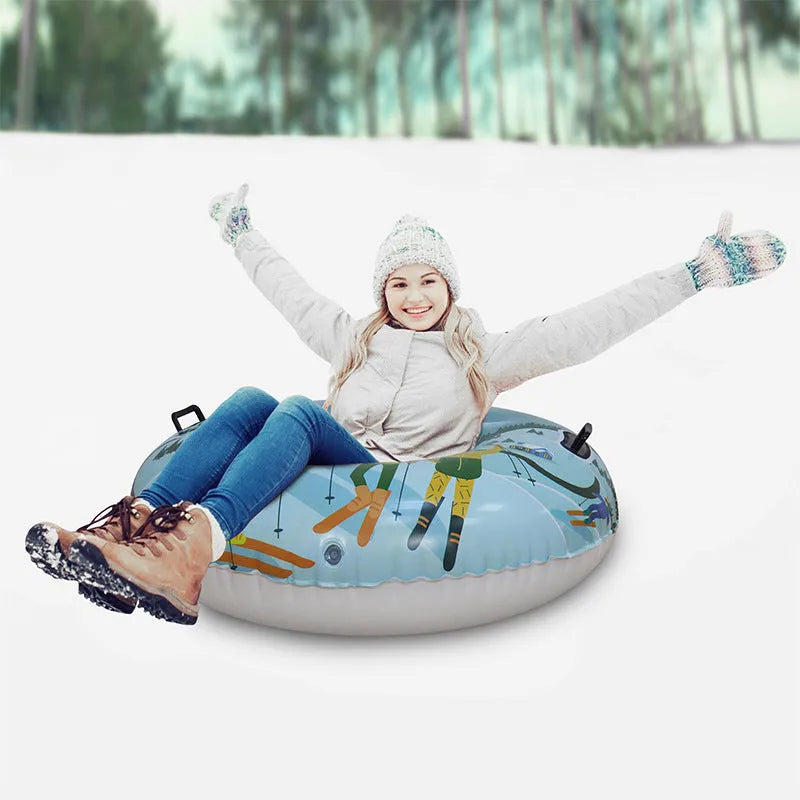 Outdoor winter PVC skiing ring with printed design in snow mountain pattern