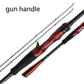 Carbon fishing rod with choice of pikestaff or straight handle in ultralight cross carbon cloth construction.