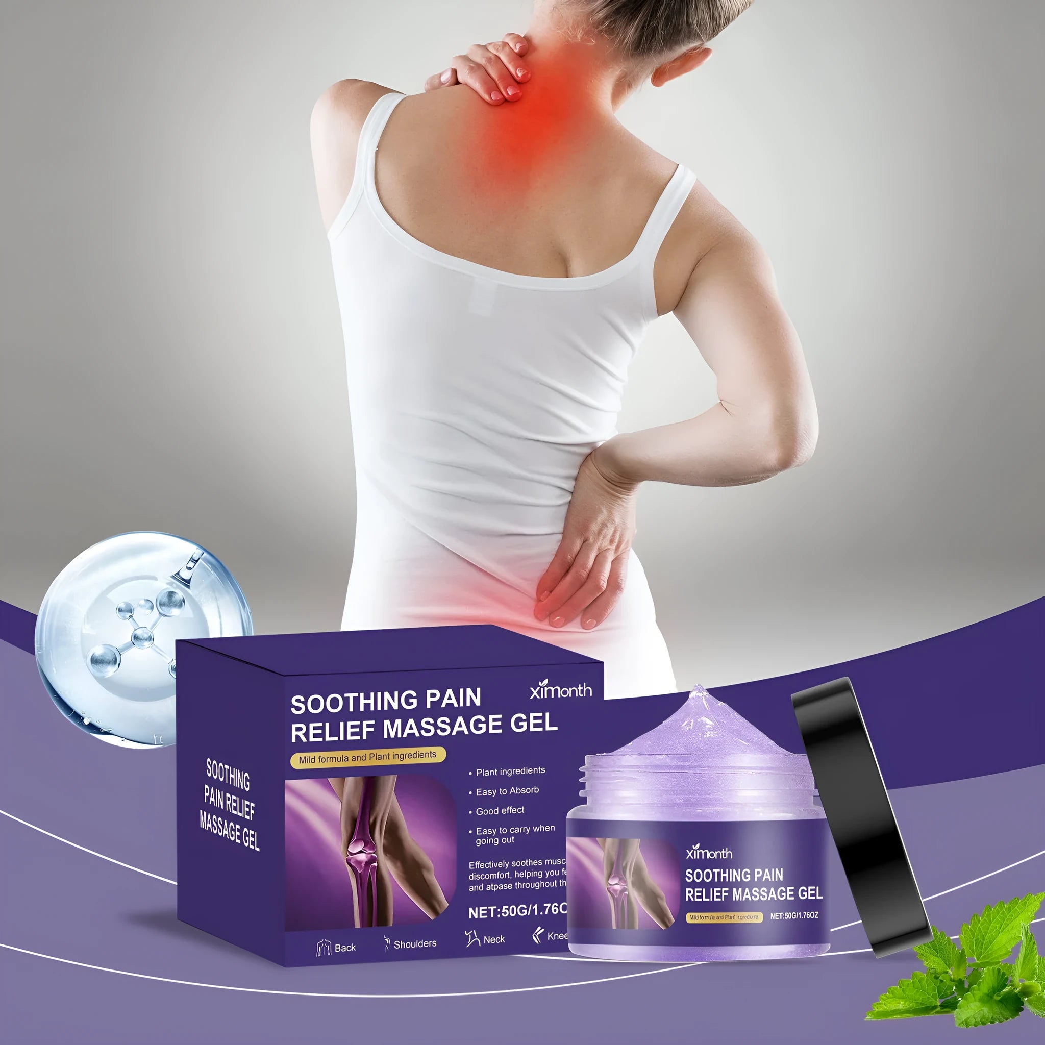 50g body joint care gel pot with cooling formula for muscle and joint relief application