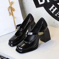 Retro platform high heel sandals with metal buckle strap in Ankela red