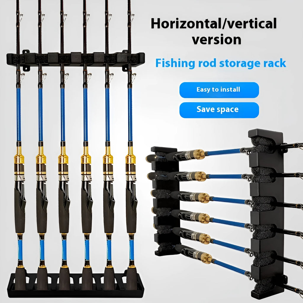 Black ABS plastic wall mounted fishing rod holder with self tapping screws