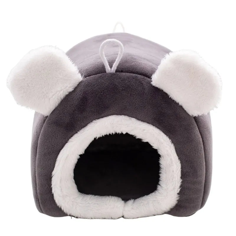 Thick small pet bed warm cloth bird nest for hamster winter bedding Gray Orange