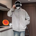 Hong Kong style tie-dyed PU leather jacket with stand collar and side pockets