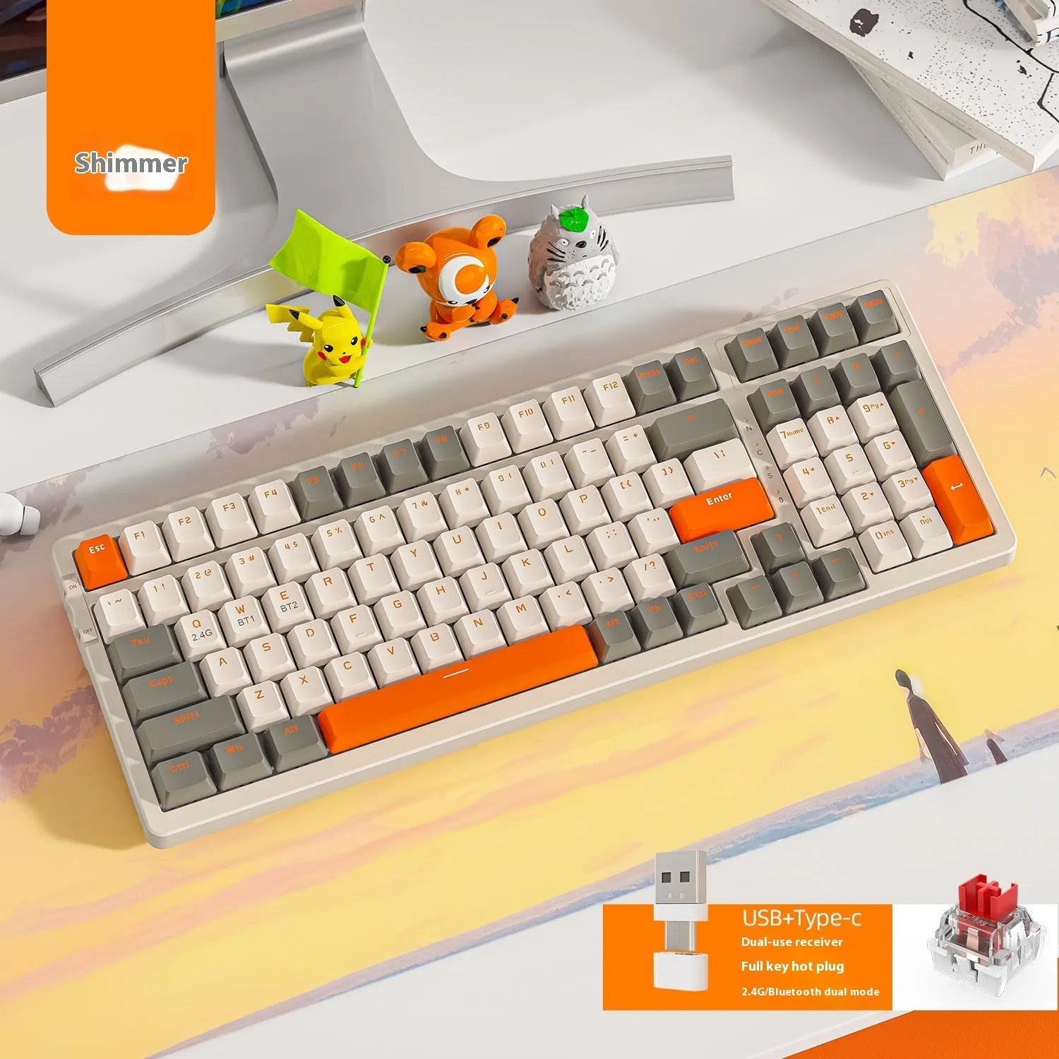 Free Wolf K96 Bluetooth dual-mode mechanical keyboard with red switches in four colour options