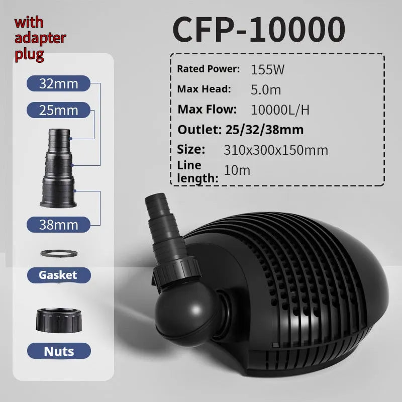 CFP series fish pond filter pump with horizontal plastic housing for aquarium and outdoor pond water circulation