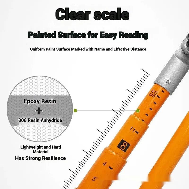 Telescopic cargo truck height measuring rod shown extended, with clear measurement scale visible.