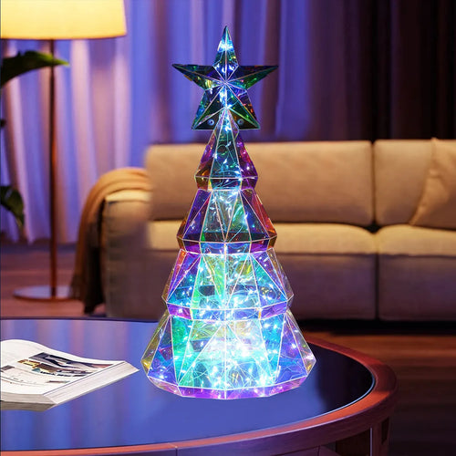 Colourful cartoon Christmas tree light decoration made from PET plastic, dimensions 14.5x4.8x20cm