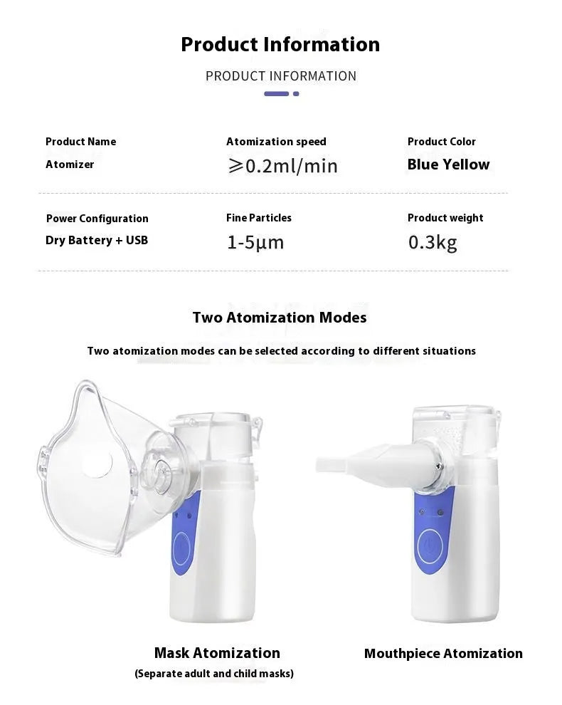 USB handheld household nebuliser spray machine with columnar shape and single fog outlet