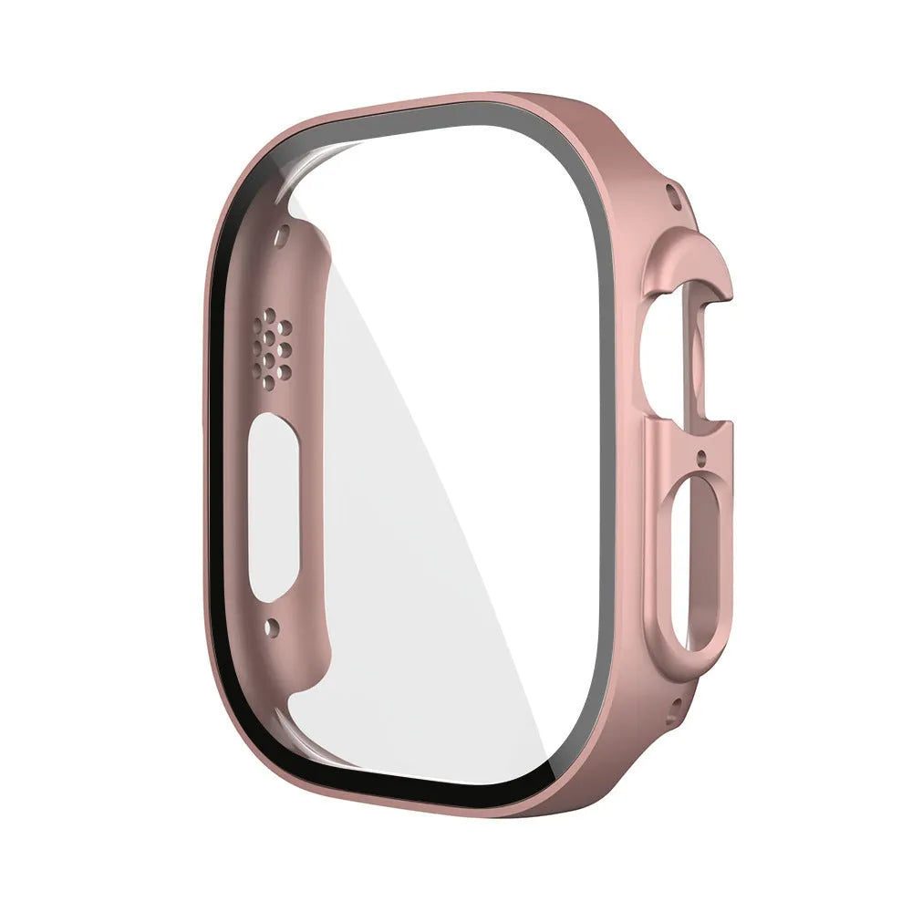 PC tempered film Apple Watch case with tempered glass front and PC back shell in multiple colours