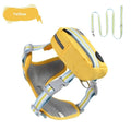 Colour options for an anti-strangulation pet safety harness with a free lead.