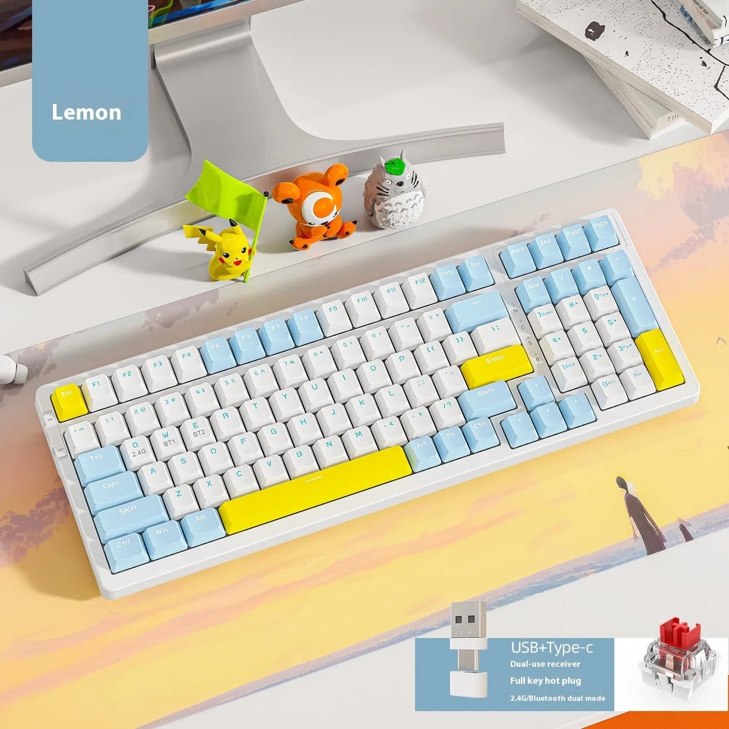 Free Wolf K96 Bluetooth dual-mode mechanical keyboard with red switches in four colour options