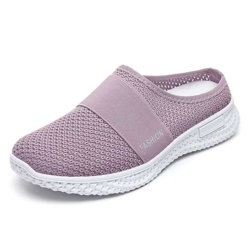 Women's casual shoes with mesh upper and hollow out design in flat heel round toe style