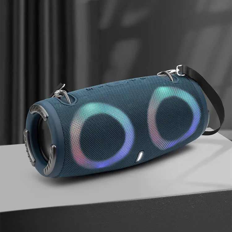 War Drum Three-generation portable Bluetooth speaker with RGB coloured lights in a choice of five colours.