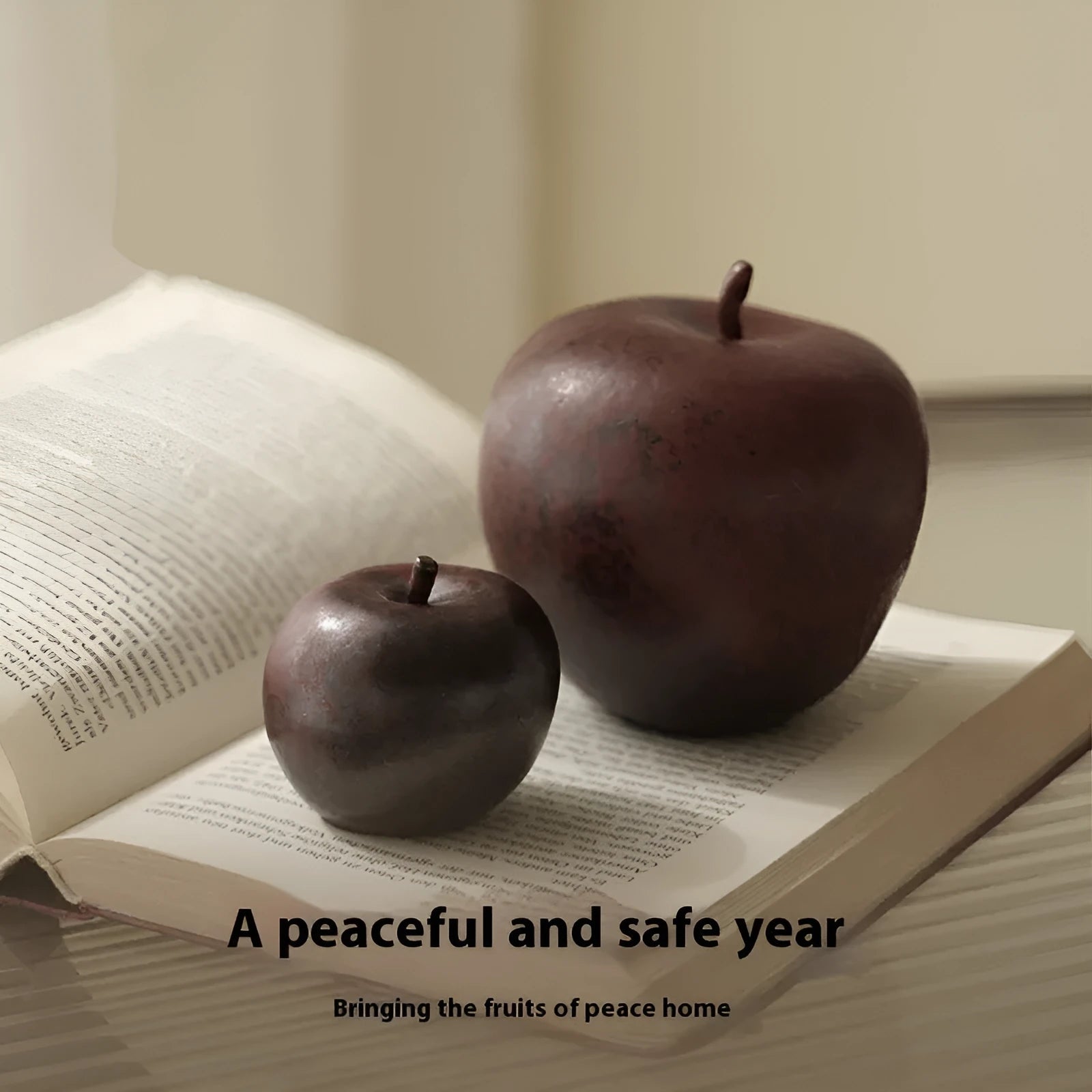 Ceramic simulated apple ornament in retro Chinese style for desktop decoration