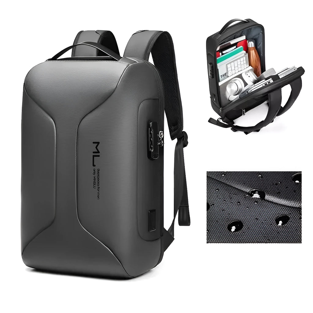 Men's large capacity business travel backpack in Oxford cloth with air pillow belt, black colour option
