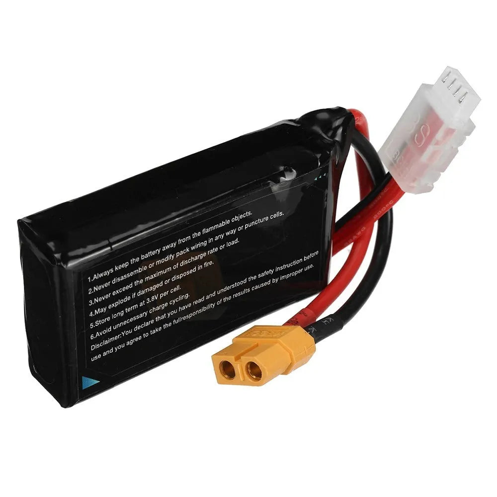 7.4V 1200mAh lithium polymer RC battery for model cars and ships.
