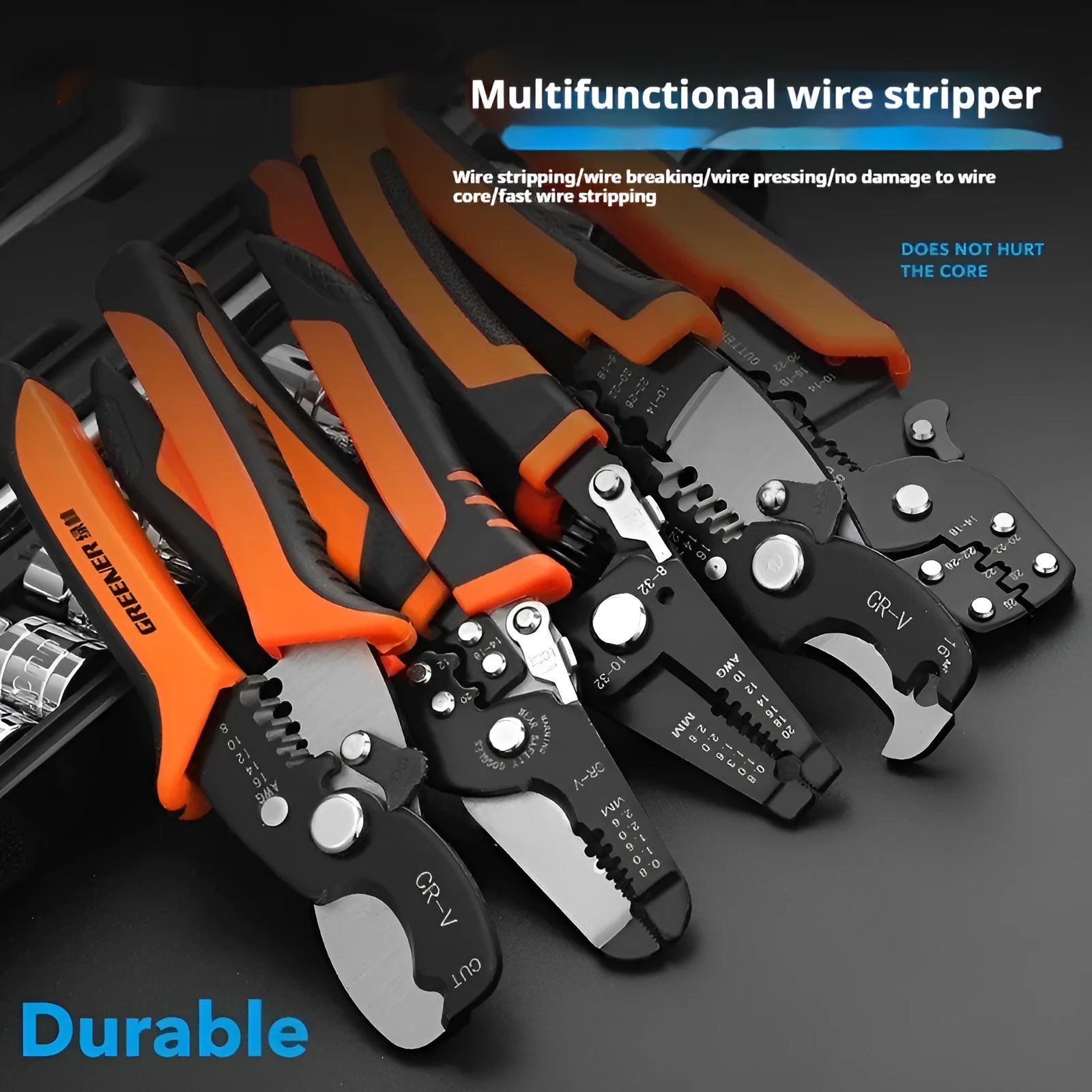 Fully automatic wire stripping pliers for electricians with box mounting