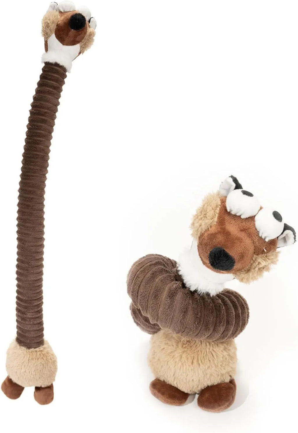 Plush stuffed squeaky crinkle dog toy in brown, gray or yellow colours for small medium large dogs