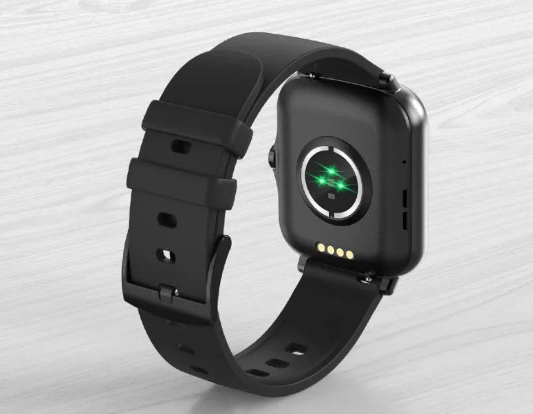 Blue smart watch with 1.7-inch touch screen on adjustable silicone strap