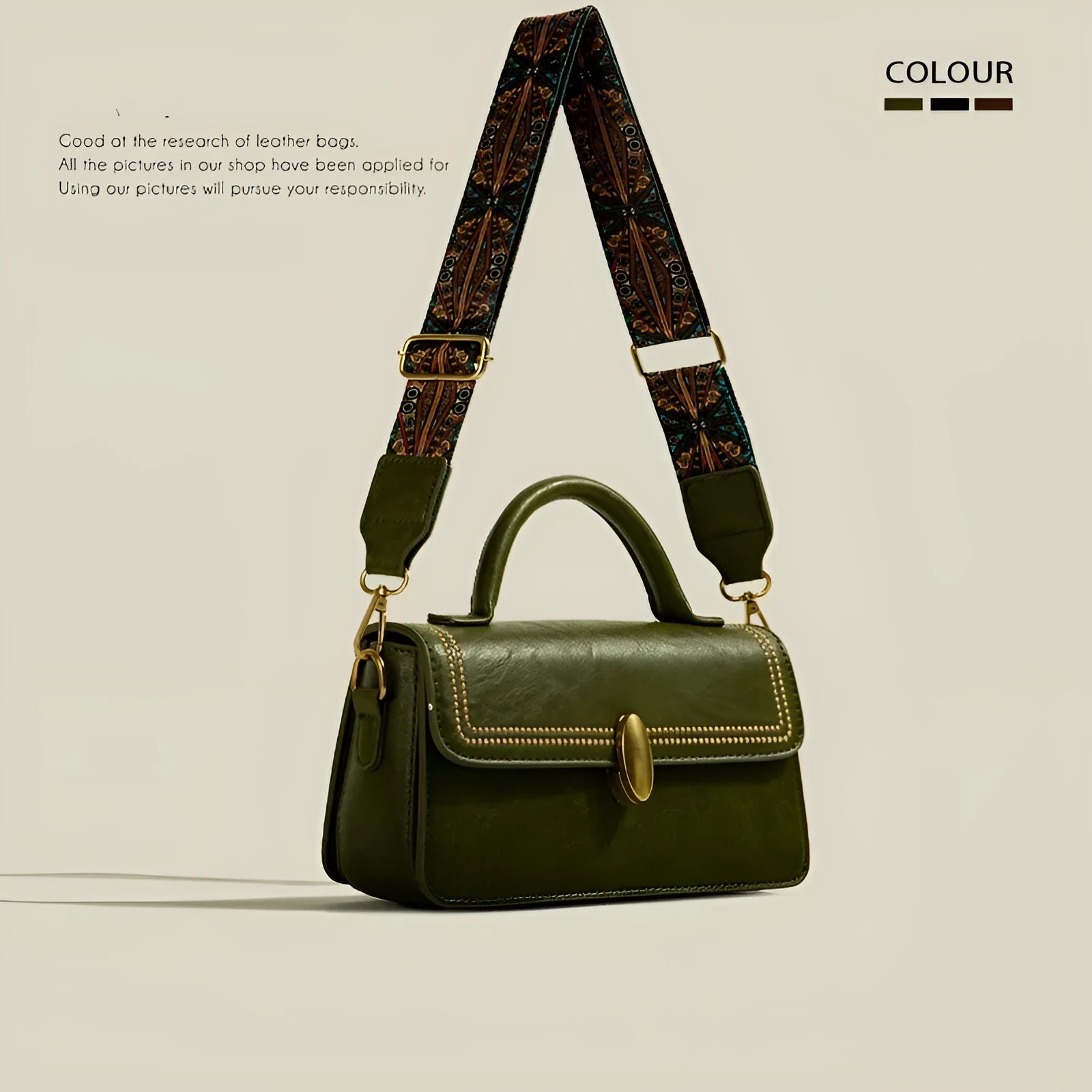 Brown retro textured PU leather messenger bag showing internal phone compartment and document pocket