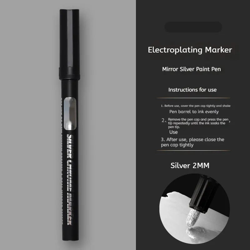 Mirror marker pen with waterproof ink in 1mm and 2mm tip sizes for writing on glass surfaces