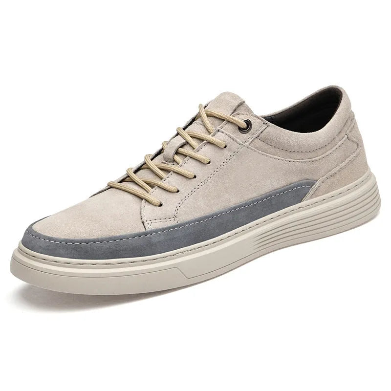 Men's grey and sand casual skate shoes with pigskin upper and rubber sole