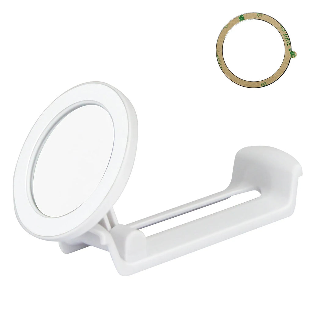 Magnetic plastic phone holder attached to a water cup showing hands-free viewing angle