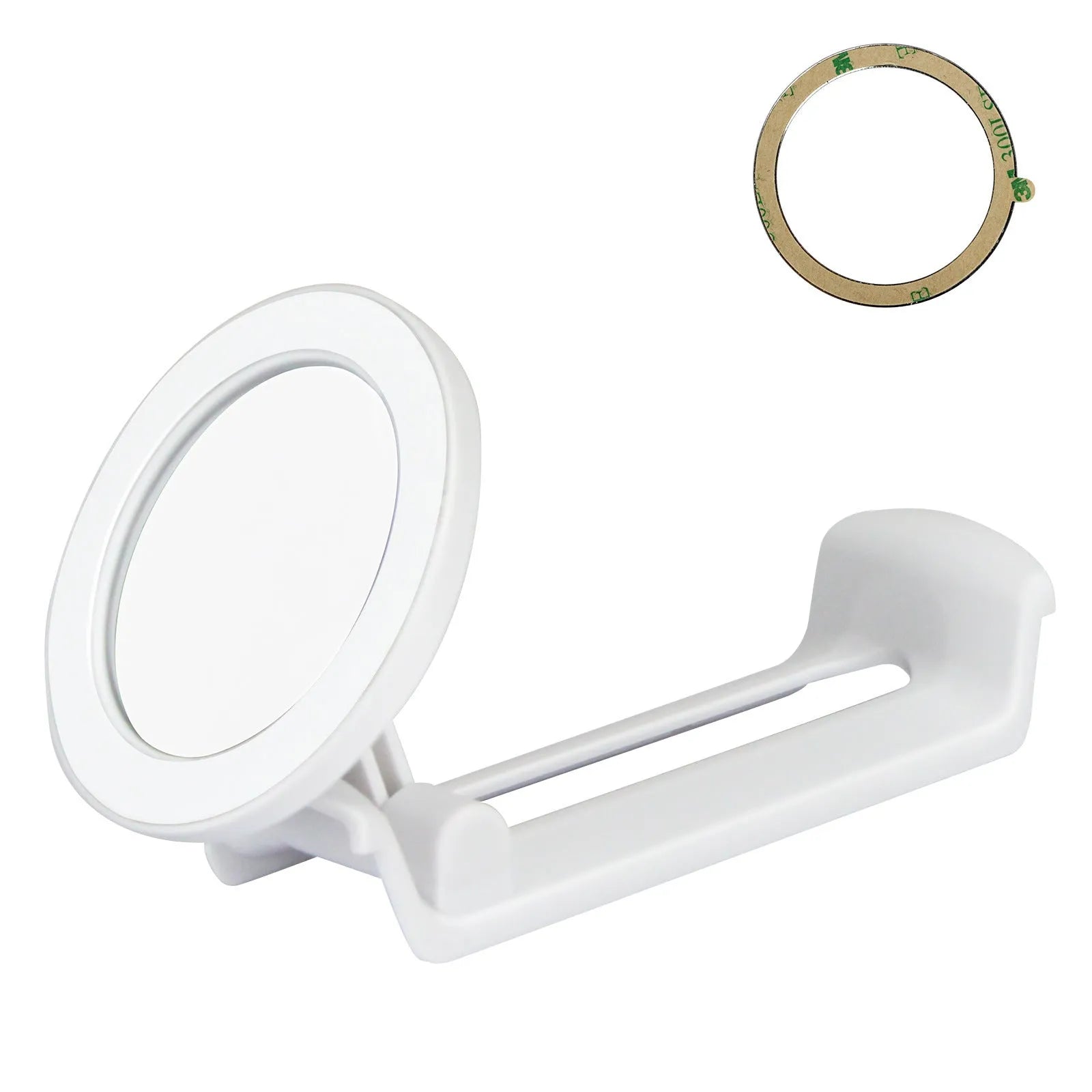 Magnetic plastic phone holder attached to a water cup showing hands-free viewing angle