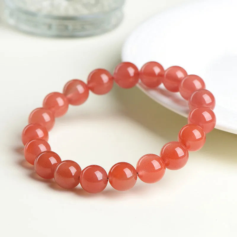 Natural South Red Cherry Red agate bracelet with polished scattered beads in multiple size options