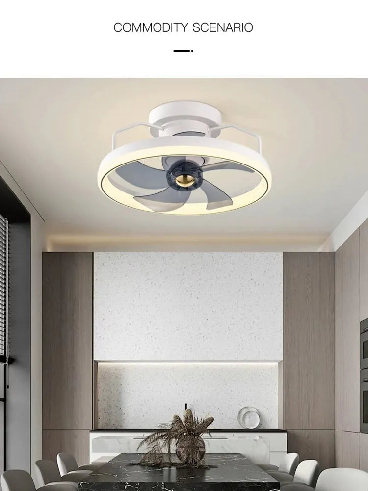 500mm diameter modern ceiling fan with integrated light and acrylic lampshade