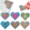 Six handmade PU leather bookmarks with stick-on crystals and flower cornerite decorative elements