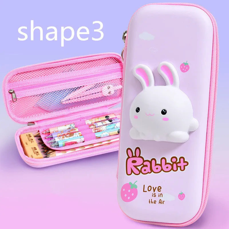 3D decompression EVA pencil case in dinosaur pattern, 24x11x4.5 cm, square Korean style