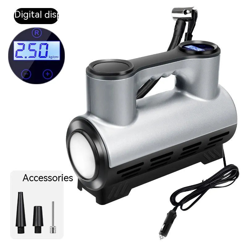 12V portable car tyre inflator with digital display and three air nozzles