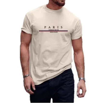 Men's loose fit pure cotton t-shirt with printed letter design in apricot colour.