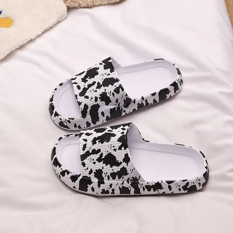 Women's leopard print EVA slippers with thick sole in multiple colour patterns, sizes 36-45