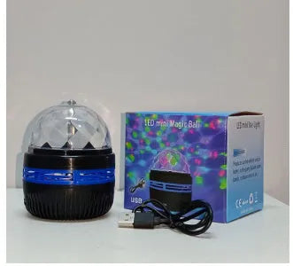 LED galaxy projector night light with rotating colourful stars, showing USB cable and removable acrylic shade.