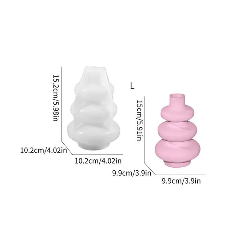 Three-layer circle vase silicone mould showing irregular shape in modern simplicity style