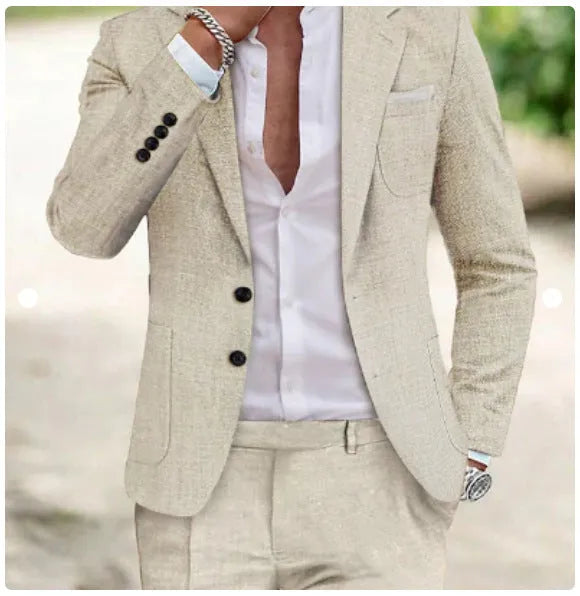 Two-piece men's digital printing suit with two buttons, army green colour, nylon blend fabric