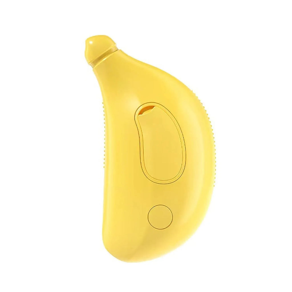 Rechargeable 3-in-1 cat steam brush with silicone teeth in green or yellow colour